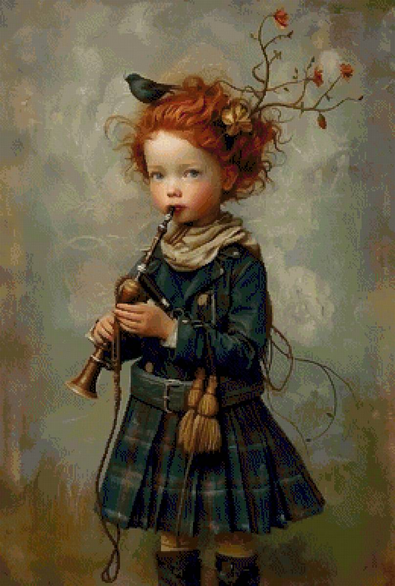 Girl playing bagpipes - предпросмотр