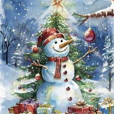 Схема вышивки «Снеговик»