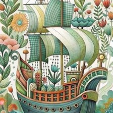 Схема вышивки «корабль»