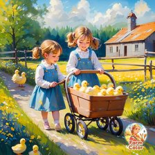 Схема вышивки «девочки и цыплята»