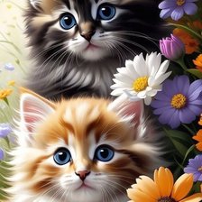 Схема вышивки «котята»