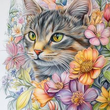 Схема вышивки «Леди кошка»