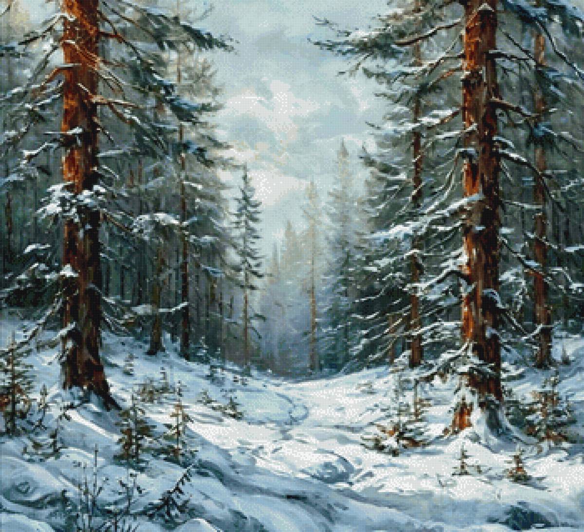 Зимний лес - снег, деревья, пейзаж, зима - предпросмотр