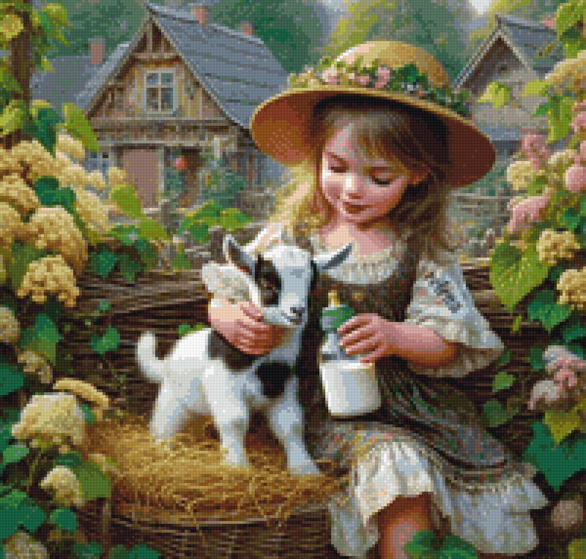 девочка с козленком - предпросмотр