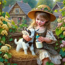 девочка с козленком