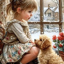 Схема вышивки «Девочка у окна»