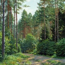 Схема вышивки «Дорога в сосновом бору. Андрей Герасимов»