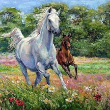 Схема вышивки «Лошади. Спартако Ломбардо»