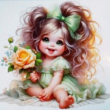 Схема вышивки «Девочка с розой»