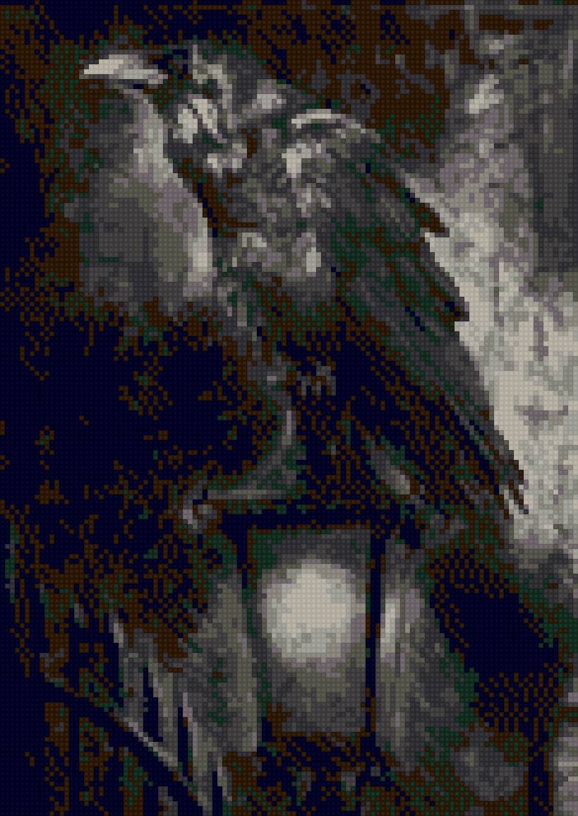 Ворон черный - птицы, ворон, фонарь, дождь - предпросмотр