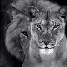 Схема вышивки «Лев и львица»