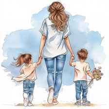 Схема вышивки «Paseo madre e hijos»