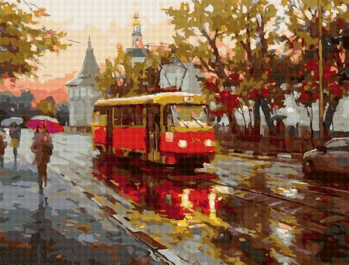 Трамвай. Сергей Волков - русские художники - предпросмотр