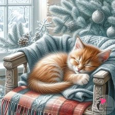 Схема вышивки «спящий котенок»