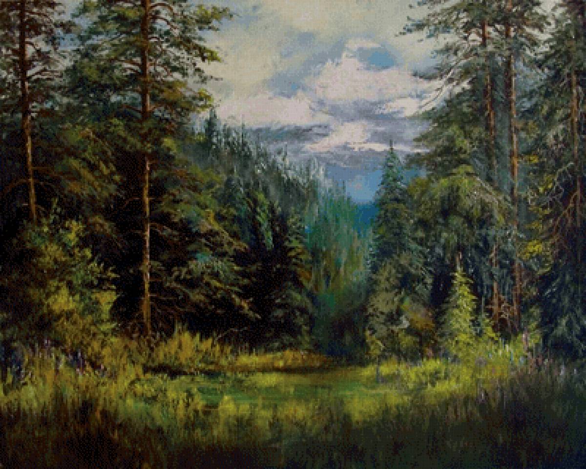 Лесная поляна. Александр Леднёв - русские художники - предпросмотр