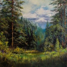 Схема вышивки «Лесная поляна. Александр Леднёв»