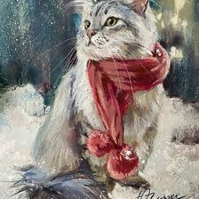 Котик с шарфом. Юлия Гиргель