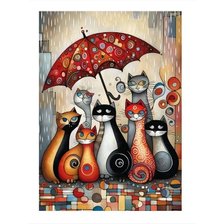 Схема вышивки «Коты под зонтиком»