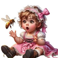 Схема вышивки «Девочка и пчела»