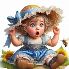 Схема вышивки «Девочка и пчела 🐝»