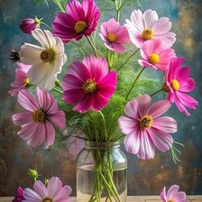 Схема вышивки «Букетик космеи»