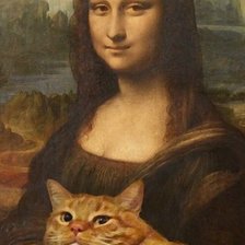 Схема вышивки «Джоконда с котом»