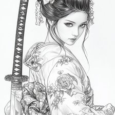 Схема вышивки «Японка»