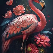 Схема вышивки «Розовый фламинго»