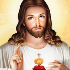 Схема вышивки «Иисус Христос сердце»