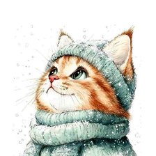 Схема вышивки «Котик в шапочке»