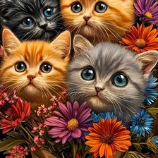 Схема вышивки «котята»