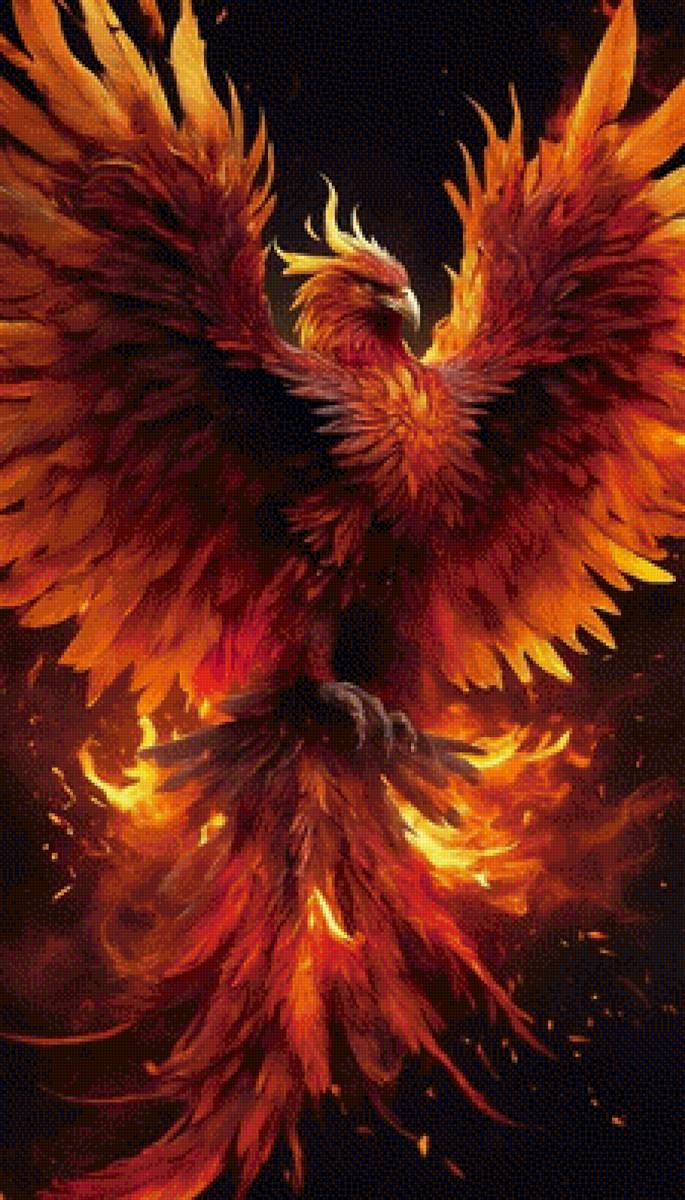 Феникс в пламени - феникс - предпросмотр