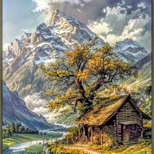 Схема вышивки «Горы»