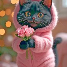 Схема вышивки «Котик в комбинзон»