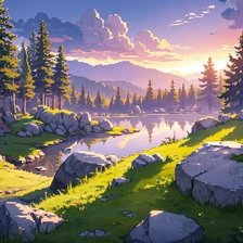 Схема вышивки «Лесное озеро»