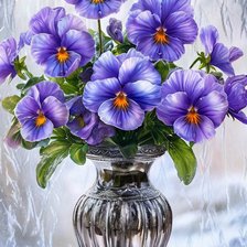 Схема вышивки «Букет анютиных глазок»