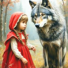 Схема вышивки «Красная шапочка и серый волк»