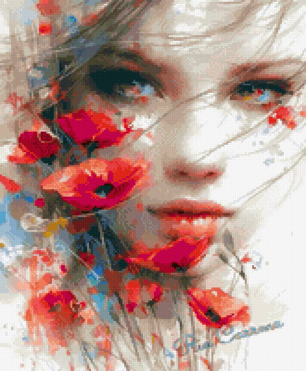 Девушка с маками - молодость, девушка, цветы, маки - предпросмотр