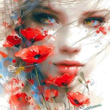 Схема вышивки «Девушка с маками»