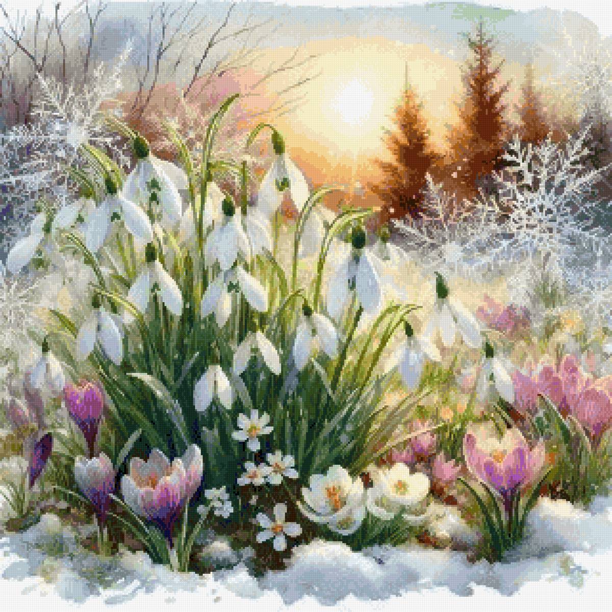 Весенний букет - лес, весна, подснежники - предпросмотр