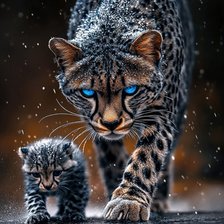 Схема вышивки «Кошачья семья»