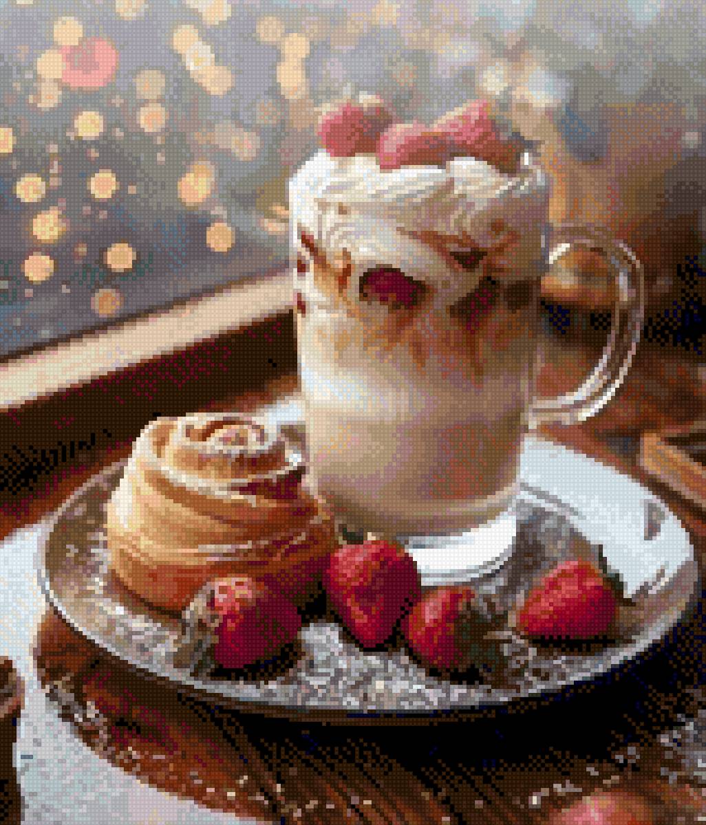 Кофе латте - кофе, утро, ягоды - предпросмотр