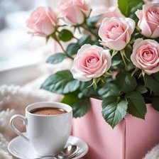 Схема вышивки «Розы и кофе»