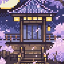 Схема вышивки «Ночной храм, Япония»