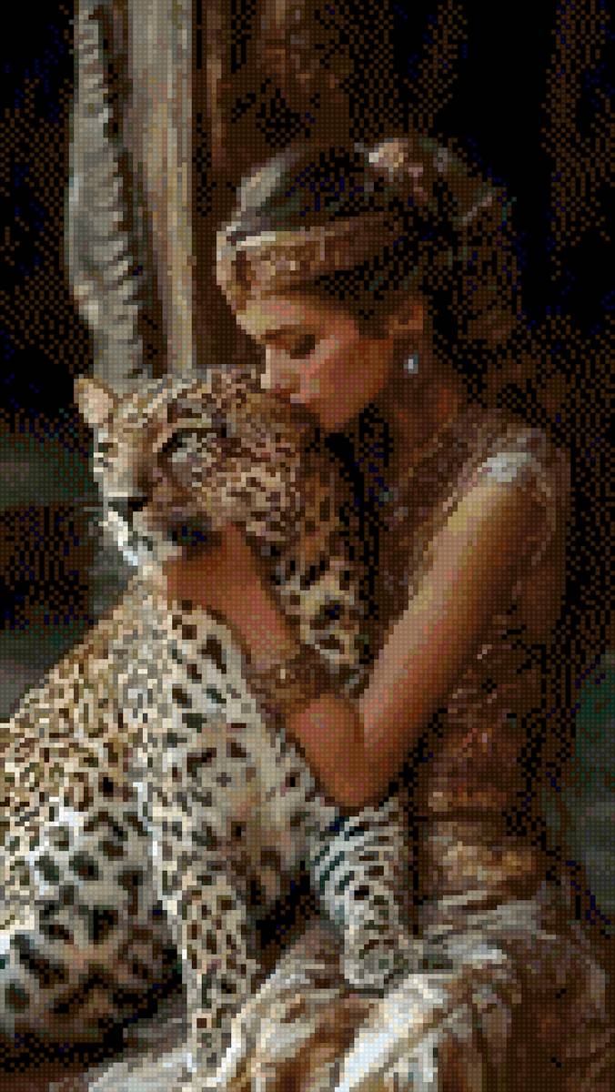 Укротительница леопарда - люди, животные - предпросмотр