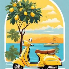 Схема вышивки «Жёлтый мотороллер»