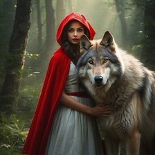 Схема вышивки «Красная Шапочка и Серый Волк»