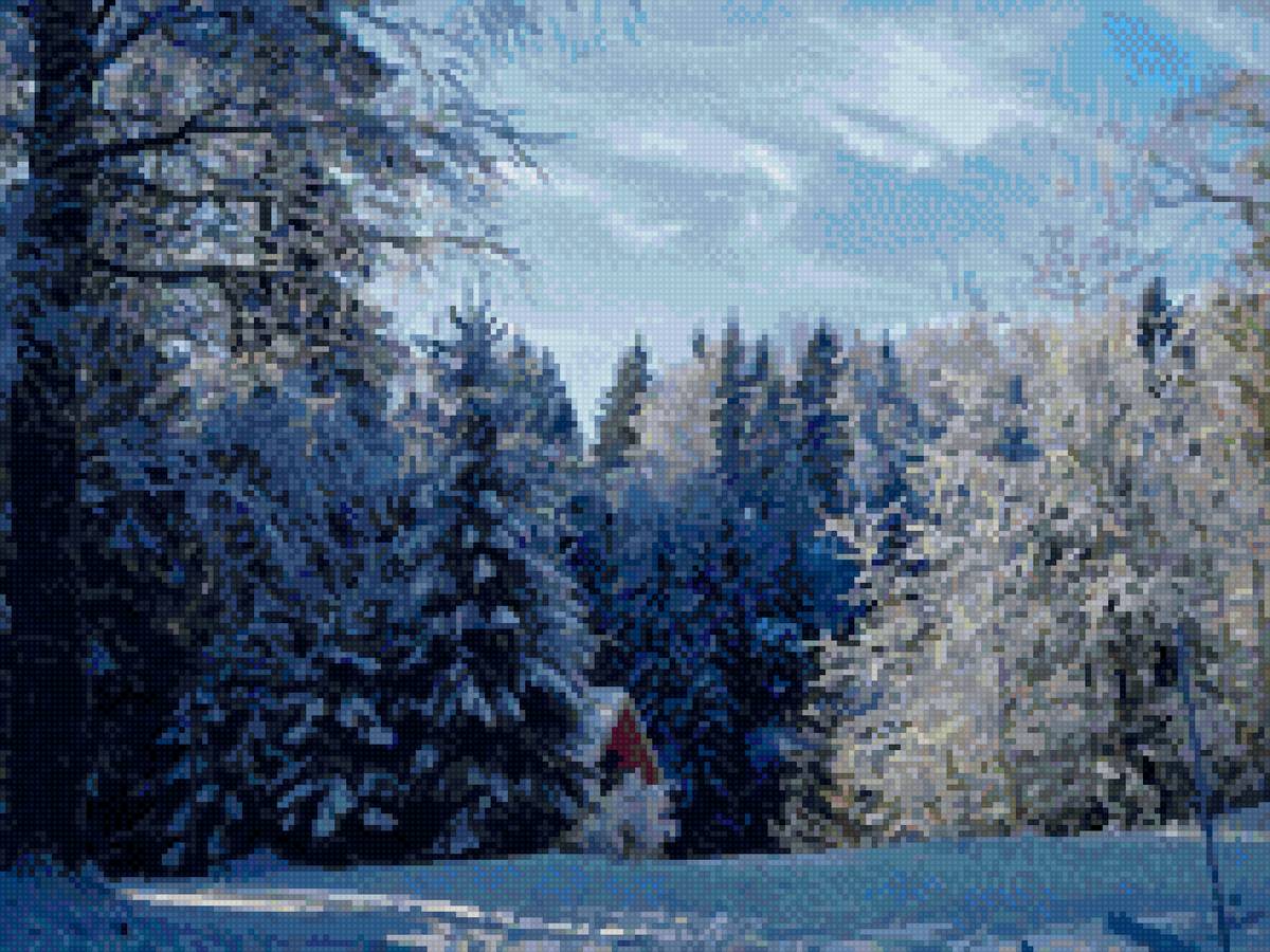 Домик в лесу - домик, зима, лес - предпросмотр