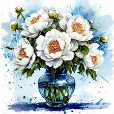 Схема вышивки «Акварельные пионы»