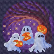 Схема вышивки «Ночь, призраки, хэллоуин»